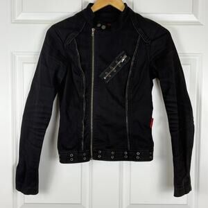 Tripp NYC Black Studded Jacket Zippers Biker Rocker Punk Vintage Y2K Women's S